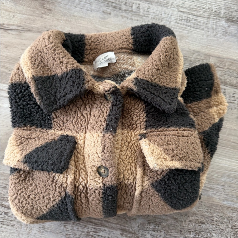 Sherpa Shacket in Brown & Black
